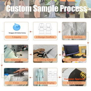 Maniche a lanterna pieghettate in raso personalizzato ampia cintura scollo alto fiori con perline da donna <span class=keywords><strong>bianco</strong></span> modesto abiti Abaya - Product Image 4