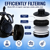 Masque à gaz industriel réutilisable en silicone avec filtre à charbon actif remplaçable à filetage de 40 mm, respirateur 3 couches CE EN 136