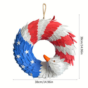 พวงหรีดอินทรีรักชาติ สีแดง ขาว และน้ำเงิน ทำจากผ้ากระสอบ สำหรับวันที่ 4 <span class=keywords><strong>กรกฎาคม</strong></span> วันประกาศอิสรภาพ ของตกแต่งประตู ระเบียง และผนัง - Product Image 6