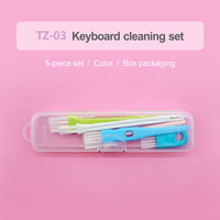 Kit de Nettoyage Électronique 5-en-1 en Promotion : Brosse pour Clavier, Ordinateur Portable et Écouteurs, avec Boîte Transparente et Sac OPP