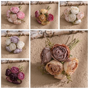 Bouquet di Rose fatte a mano effetto bruciato per la decorazione della casa della festa di nozze, autunno autunno fiori secchi Bouquet di Rose per la composizione floreale - Product Image 5