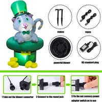 Decorazioni LED da Giardino a Forma di Gattino con Cappello Verde per San Patrizio, Giocattolo Gonfiabile a Forma di Quadrifoglio, Vendita Diretta dalla Fabbrica