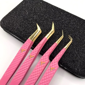 แหนบขนตาแหลมสีทองด้ามจับเพชรแบบกำหนดโลโก้เองได้ - Product Image 2