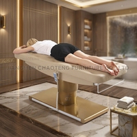 Ensemble de lit de beauté électrique moderne et élégant, base en métal en cuir synthétique de luxe, mobilier de salon de beauté, table de massage facial pour spa, hôtel