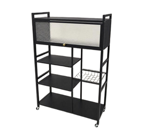 Étagère de rangement pour ustensiles de cuisine à poser au sol - Étagère murale mobile anti-poussière pour vaisselle, idéale pour l'exportation - Product Image 5