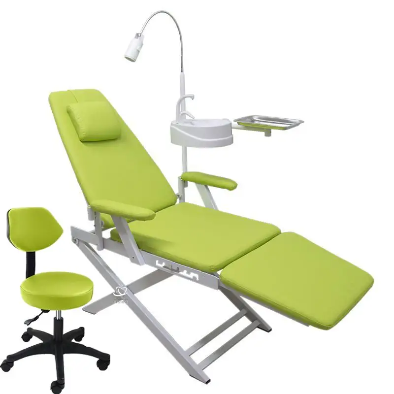 Cadeira Odontológica Azul Verde Sciedu Unidades e cadeiras odontológicas portáteis Cadeira odontológica dobrável com médico tamborete