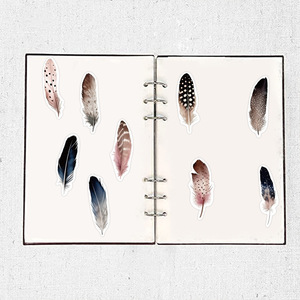 64 Uds. Calcomanías de Arte de plumaje hermoso estético Dreamy acuarela pluma vinilo pegatina para decoración navideña - Product Image 6