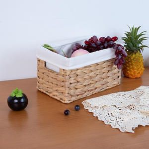 ตะกร้าเก็บของสานมือจากผักตบชวา รูปทรงสี่เหลี่ยมผืนผ้า สำหรับใส่อาหาร ของใช้ในบ้าน ของจิปาถะ งานฝีมือ - Product Image 5