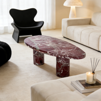 Moderner Luxus Rossa Levanto Marmor Couchtisch Beistelltisch für Hotel Esszimmer Schlafzimmer & Wohnzimmer Wohnzimmermöbel