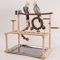 Jouet pour oiseaux en bois de poivre du Sichuan avec conception anti-évasion : balançoire, anneau suspendu, échelle d'escalade et perchoir pour perruches soleil rayées