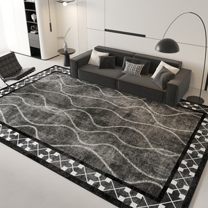 พรมปูพื้นสีเทาทันสมัย รูปทรงสี่เหลี่ยมผืนผ้า ลายเรขาคณิต กันน้ำ สำหรับห้องนั่งเล่น ทอแบบเครื่องจักร ทำความสะอาดง่าย ซักมือได้ - Product Image 2