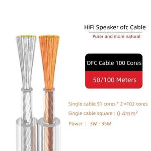 Fil de haut-parleur HIFI PVC 21 Awg 2x0.4mm2 35w fil conducteur de haut-parleur OFC pour Home <span class=keywords><strong>cinéma</strong></span> câble de haut-parleur transparent avec cuivre étamé - Product Image 1