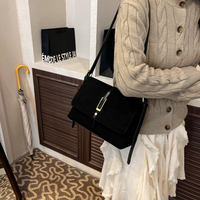 Sac à main vintage pour femme, carré, couleur unie, en daim et cuir, sac bandoulière pour le quotidien