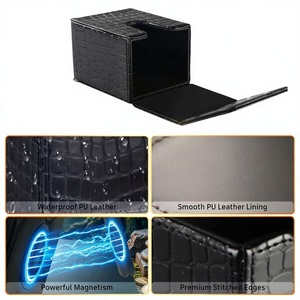 Boîte de rangement carrée en cuir PU avec fermeture magnétique pour la protection des jeux de société, imperméable et doublure lisse - Product Image 1