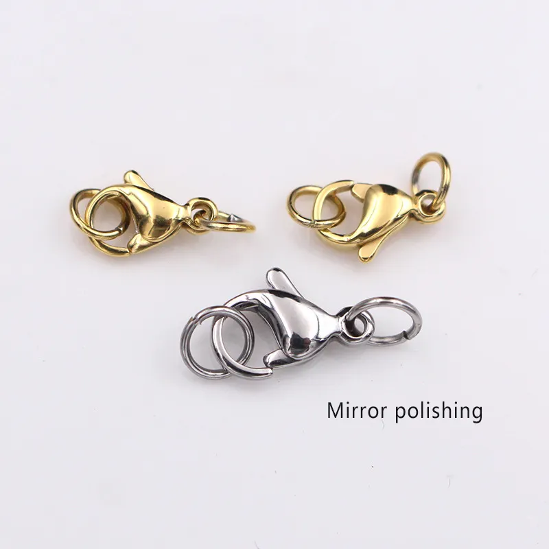 High quality lobster clasp in stainless steel jewelry clasp for necklace bracelet making lobster clasp with jump ring
