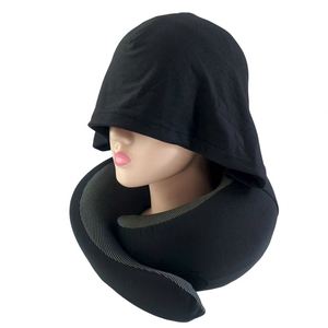 New Design With Hoodie Neck Support 100% Pure <b>Memory</b> <b>Foam</b> Travel Pillow for Airplane - Product Image 4