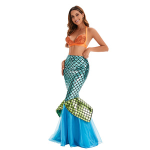 Robe longue de princesse sirène pour adulte, robe de soirée sexy sans bretelles à paillettes, robes de fantaisie pour femmes - Product Image 5