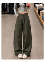 Nouveau pantalon d'été léger taille haute fluide coupe ample et large pour femmes de petite taille