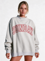 Sweater Mockneck Wanita Gaya Asimetris Polka Dot Katun Fleece Longgar Streetwear Kasual Pullover Atasan
