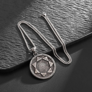 Collier unisexe tendance avec pendentif cercle magique sept anges en alliage électroplaqué style vintage, cadeau idéal - Product Image 2