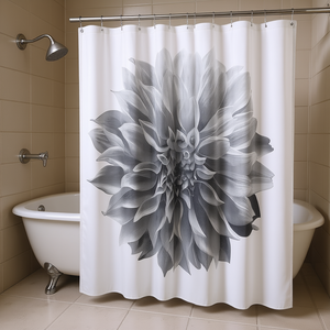 Rideau de douche en coton imprimé floral, design moderne, pour salle de bain - Product Image 2
