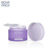 Pot cosmétique en verre givré violet personnalisé, 30 ml, 50 ml, 60 ml, 100 ml, récipient pour crème pour le visage, pots vides pour soins de la peau avec couvercles blancs