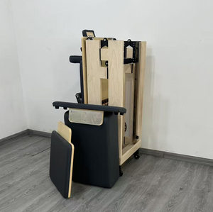 Studio Yoga Rumahan Reformer Pilates Kayu Solid untuk Latihan Yoga dan Pilates, Reformer Pilates Lipat dari Kayu Ek - Product Image 4