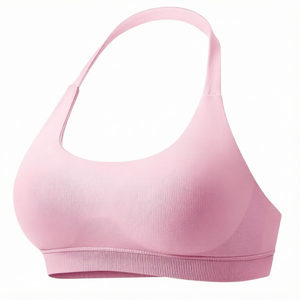 Soutien-gorge de sport rose sans coutures rembourré pour femme, maintien moyen, idéal pour le yoga et la gym - Product Image 1