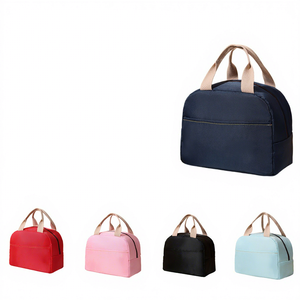 Insulated Oxford Cloth <b>Lunch</b> <b>Bag</b> with Zipper Closure Candy Color Portable Bento <b>Box</b> for 1 Person Outdoor Work Restaurant Use - Product Image 2
