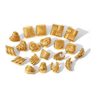 Wholesale No Fade <strong>Stainless</strong> <strong>Steel</strong> 18K PVD Geometric Chunky Statement Stud Earrings for Women Fashion <strong>Jewelry</strong> - Product Image 1