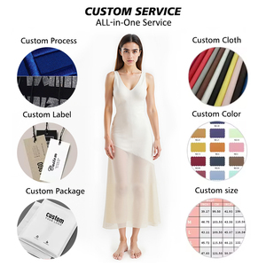 Robe longue élégante sur mesure sans manches, col en <span class=keywords><strong>V</strong></span> profond, ajustée, en mousseline transparente, pour femme, idéale pour le quotidien et les soirées - Product Image 2