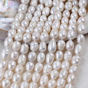Chaîne de perles carrées de forme baroque cultivées en eau douce naturelles de 9*15 mm, perles blanches en vrac pour matériaux de bricolage - Product Image 5