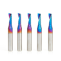 Fraise à queue conique à double dent en carbure monobloc revêtu Nano Blue, queue de 1/8, 1/4, 1/2, 3, 4, 6 mm, pour routeur CNC, sculpture 3D du bois