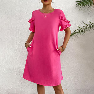 Mini Vestido corto de estilo dulce de Boutique para mujer, mangas con volantes, ropa de calle elegante para compras de verano, <span class=keywords><strong>iglesia</strong></span>, respetuoso con el medio ambiente - Product Image 2