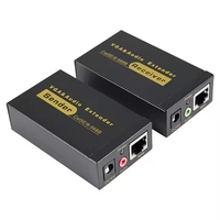 Extensor de Señal de Audio y Video UTP VGA HD 1080p de 100M, Adaptador Convertidor sobre Cable Cat5e/Cat6 con Revestimiento de PVC para Monitor, Cámara, HDTV