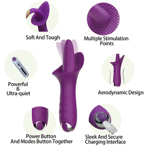 Vibrador de Clítoris <span class=keywords><strong>YAQU</strong></span> Rose, Estimulador con Lengüeta y Succión, Masajeador Sensual, 5.91 Pulgadas, Recargable por USB, 10 Velocidades, Resistente al Agua, Color Rosa/Morado, Certificado CE - Product Image 3