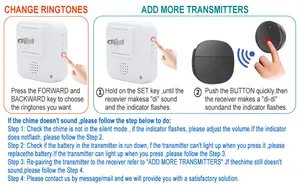 98O Cute Design Waterproof Super-light Touch Wireless Door Bell For Dog With 55 Melodies 5 Volume Levels