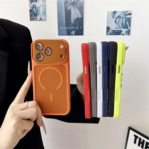 เคสโทรศัพท์มือถือแม่เหล็กแบบมีที่ยึดกล้องโลหะแท้ สำหรับ iPhone 17 16 15 14 Pro Max พร้อมขาตั้งแบบพับได้ ฝาหลัง PC สีนีออน ป้องกันเลนส์ - Product Image 3