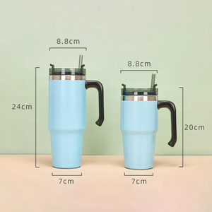 Vaso Térmico Personalizado con Logotipo, de Acero Inoxidable 304, con Asa, Pajita y Tapa de 3 Vías, para Coche y Viajes - Product Image 4