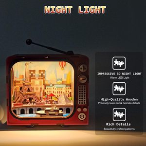 Ept Món quà sáng tạo bằng gỗ 3D TV Set xây dựng câu đố <span class=keywords><strong>Mini</strong></span> Kit Xây dựng đồ chơi thu nhỏ Nhà búp bê tự làm đồ chơi cho trẻ em - Product Image 5