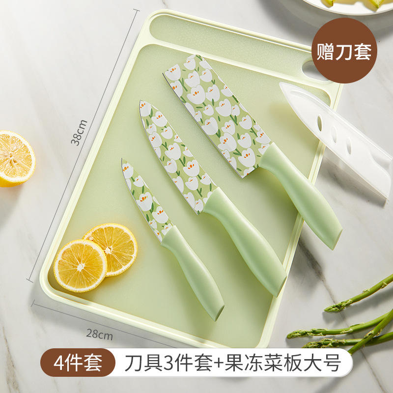 Ensemble couteau en forme de tulipe et planche à découper à gelée (4 pièces)