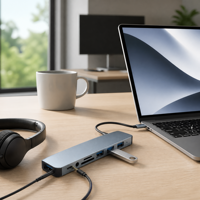 Hub USB 8-en-1 avec station d'accueil multiport USB 3.0 Type-C, prise en charge des cartes SD, prise audio 3,5 mm, en alliage d'aluminium, en stock