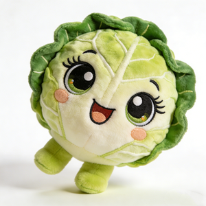 Cojín de peluche personalizado, pequeño, redondeado, verde claro, con pies de felpa en la parte inferior, ultra suave, esponjoso, aterciopelado, con diseño de hojas de vegetales. - Product Image 2