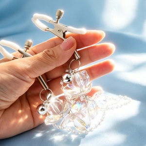 Jouets sexuels pour adultes, pince à tétons en cristal en forme de papillon, SM, boule de gravité, pince à sein lestée pour femmes, métal + plastique, étanche - Product Image 6