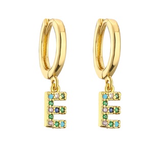 Pendientes de Aro Clásicos Coloridos con 26 Letras de Piedras Sintéticas de Colores <span class=keywords><strong>E492</strong></span> - Product Image 4