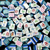 Ensemble de Mahjong Américain de Luxe Moderne en Acrylique et Cristal, 160 Pièces, Écologique, Durable, Tuiles Mystérieuses Thème Mer, Table de Mahjong