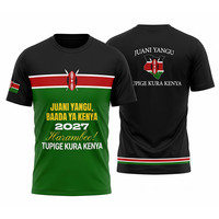 Camiseta de recuerdo personalizada para las elecciones generales de Kenia 2027 - Diseño de orgullo nacional con bandera y mapa, estampado por sublimación para el evento político