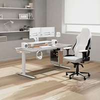 Bureau Assis-Debout Électrique à Hauteur Réglable, Bureau Informatique Moderne pour Télétravail, Meuble en Métal Ancien 122x61 cm, Capacité de Charge 100 kg
