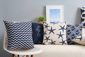 <span class=keywords><strong>Housse</strong></span> <span class=keywords><strong>de</strong></span> <span class=keywords><strong>coussin</strong></span> en <span class=keywords><strong>lin</strong></span> bleu marine et blanc <span class=keywords><strong>de</strong></span> haute qualité pour canapé, décoration intérieure, motif ancre nautique - Product Image 6