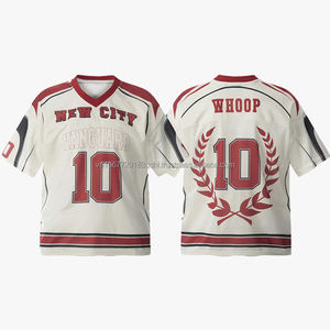 T-shirt de sport ample à col en V, style patchwork vintage, personnalisable avec logo, pour hommes, femmes et jeunes, maillot de supporter personnalisé - Product Image 5